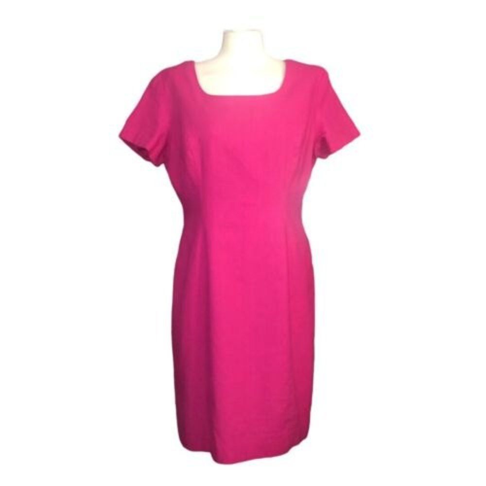 Vintage Carol Horn Workshop linen blend dress-- Hot Pink.  Size 10-12